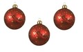 Leaves 3 db Díszgömb, Decoris, Ø8 cm, üveg, piros