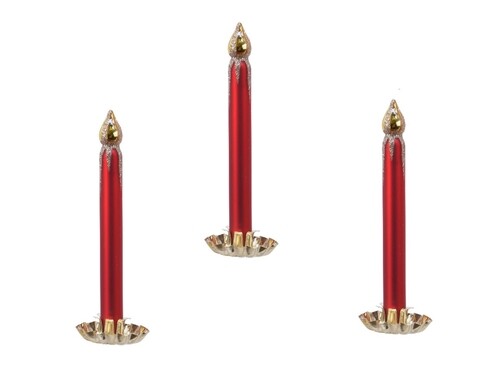 Set 3 lumanari decorative, Decoris, 4.3x4.8 cm, sticla, rosu