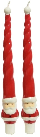 Santa 2 db Gyertya, Decoris, 4x8x27 cm, viasz, piros/fehér