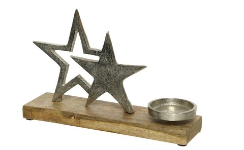 Suport pentru lumanare Star, Decoris, 27x7x17 cm, aluminiu