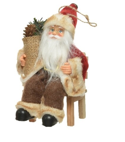 Santa sitting on a bench Dísz, Decoris, 9x5x15 cm, nemez, színes