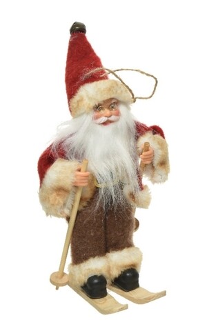 Santa with ski Dísz, Decoris, 9x5x13 cm, nemez, színes