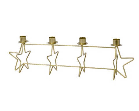 Suport pentru lumanari Stars, Decoris, 48x14x12.5 cm, metal, auriu