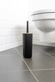 Perie pentru toaleta cu suport, Wenko, Rotello, 10 x 36 x 10 cm, plastic/bambus, negru/maro