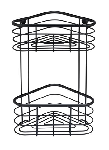 Etajera de colt pentru baie, Wenko, Trestina, 25 x 35 x 16.5 cm, inox, negru