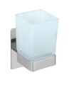 Suport periute si pasta de dinti, Wenko, Turbo-Loc, Genova Shine, 6.2 x 13.2 x 9 cm, inox/sticla
