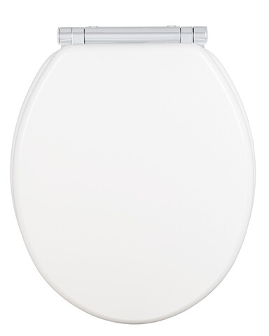 Capac de toaleta cu sistem automat de coborare, Wenko, Easy-Close Morra, 35 x 42 cm, mdf, alb lucios