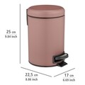 Cos de gunoi pentru cosmetice, Wenko, Leman, 3 L, 17 x 25 x 22.5 cm, plastic, roz