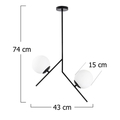 Lustra, Dolunay - 144-AV, Sheen, 43 x 15 x 74 cm, 1 x E27, 40W, negru