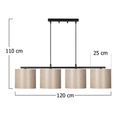 Lustra, Valiz - 4706, Opviq, 110 x 25 x 120 cm, 4 x E27, 40W, negru/crem