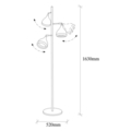 Lampadar, Yildo - 7021, Opviq, 52 x 163 cm, 3 x E27, 40W, negru/cupru