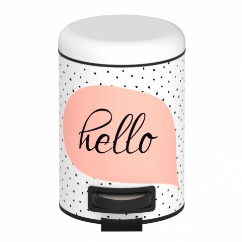 Cos de gunoi cu pedala Hello, Wenko, 3 l, otel inoxidabil/ polipropilena, alb/negru/roz