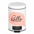 Cos de gunoi cu pedala Hello, Wenko, 3 l, otel inoxidabil/ polipropilena, alb/negru/roz