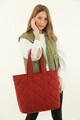 Geanta shopper, Madamra, 21KT12-002 - Claret Red, textil, rosu