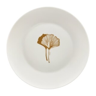 Alb/Auriu, Farfurie Ginkgo