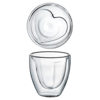 Transparent, 2 pahare 80 ml, inima