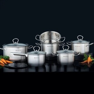 Argintiu/Negru, Set oale 13 piese