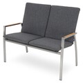 Collodi Kétszemélyes kanapé, L.115 l.63 H.92.5 cm, rozsdamentes acél, szürke/természetes