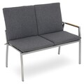 Collodi Kétszemélyes kanapé bal karral, L.111.5 l.63 H.92.5 cm, rozsdamentes acél, szürke/természetes