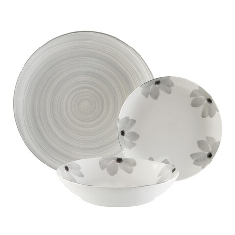 Flores 18 darabos Étkészlet, Versa, porcelán, szürke