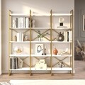 Biblioteca, Locelso, VG6-W 956LCS1426, 170 x 175 x 30 cm, pal melaminat, alb/auriu