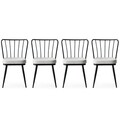 Set 4 scaune, Nmobb, Yildiz 186, 43 x 82 x 42 cm, metal/pal, negru/alb
