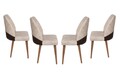 Set 4 scaune, Nmobb, Nova 761, 50 x 90 x 49 cm, metal/lemn, crem/maro