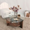 Masuta de cafea, Neostill, Mondo, 75 x 40 x 75 cm, sticla temperata/lemn solid, nuc