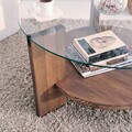 Masuta de cafea, Neostill, Mondo, 75 x 40 x 75 cm, sticla temperata/lemn solid, nuc