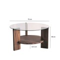 Masuta de cafea, Neostill, Mondo, 75 x 40 x 75 cm, sticla temperata/lemn solid, nuc