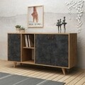 Consola, Mod Design, Planky, 140 x 86 x 40 cm, pal melaminat, stejar/gri