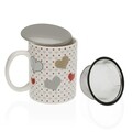 Cana cu infuzor si capac Sweet Hearts, Versa, 9.5 x 8.2 x 8 cm, ceramica