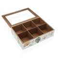 Cutie pentru ceai cu 6 compartimente Roxanne, Versa, 24 x 17 x 7 cm, lemn