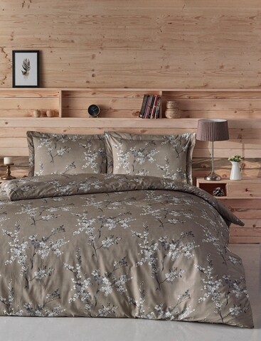 Lenjerie de pat dubla King Quilt(FR) Chicory, Türkiz, 3 piese, 240x220 cm, bumbac ranforce, maro