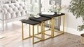 Set 3 masute de cafea, Locelso, VG7-LB, pal melaminat, negru/auriu