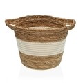 Cos de depozitare cu manere, Versa, 26 x 26 x 21 cm, paie impletite/bumbac, alb