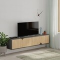 Comoda TV, Decortie, Spark, 180 x 35 x 35.6 cm, pal melaminat, antracit/stejar