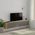 Comoda TV, Decortie, Spark, 180 x 35 x 35.6 cm, pal melaminat, antracit/stejar