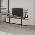 Comoda TV, Decortie, Hanley Lagina, 160 x 48 x 35.6 cm, pal melaminat, multicolor