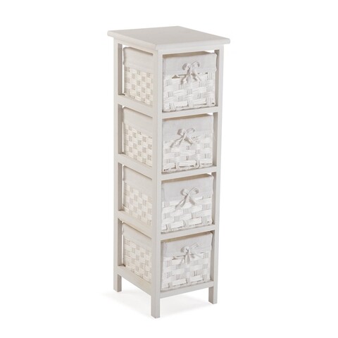 Dulap baie cu 4 cosuri Pompei, Versa, 29 x 25 x 82 cm, lemn, alb