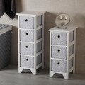 Organizator baie cu 3 cosuri Oxford, Versa, 30 x 25 x 56 cm, lemn de paulownia