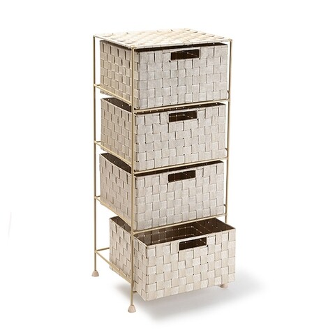 Organizator baie cu 4 cosuri Tori, Versa, 35 x 29 x 84 cm, nailon, bej