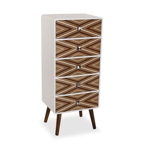 Comoda cu 5 sertare Avalos, Versa, 48 x 38 x 85 cm, lemn de pin/bambus