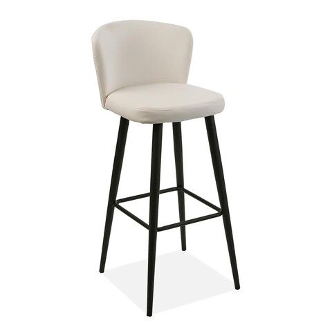 Scaun de bar Brenna, Versa, 38 x 37 x 103 cm, piele ecologica/metal, alb