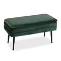 Bancheta cu spatiu de depozitare Madison, Versa, 79.5 x 42 x 37.5 cm, catifea/lemn de pin, verde