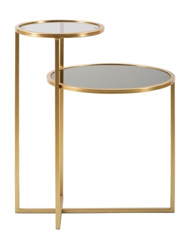 Masuta de cafea, Mauro Ferretti, 2 Levels, 50 x 40 x 60.5 cm, fier/sticla, auriu