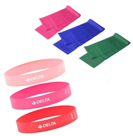 Set 6 benzi elastice 267DLT1118 Mix Tensions, Delta, 120x15 cm, cauciuc, multicolor