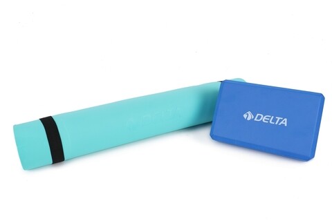 Set saltea si cub pentru yoga/pilates 267DLT1147, Delta, EVA, albastru