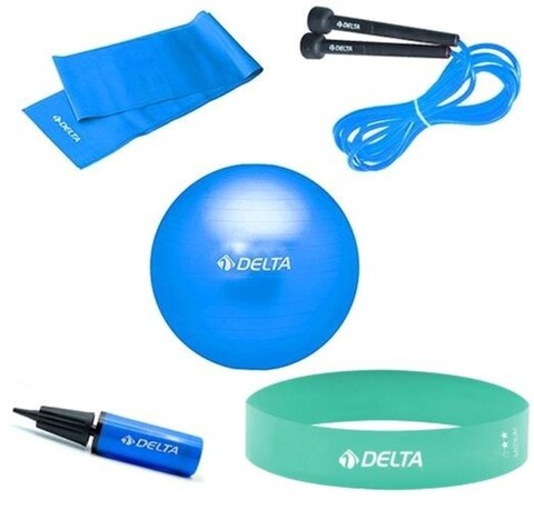 Set 5 piese pentru yoga/pilates 267DLT1436, Delta, cauciuc, turcoaz