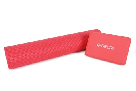 Set saltea si cub pentru yoga/pilates 267DLT1149, Delta, EVA, rosu